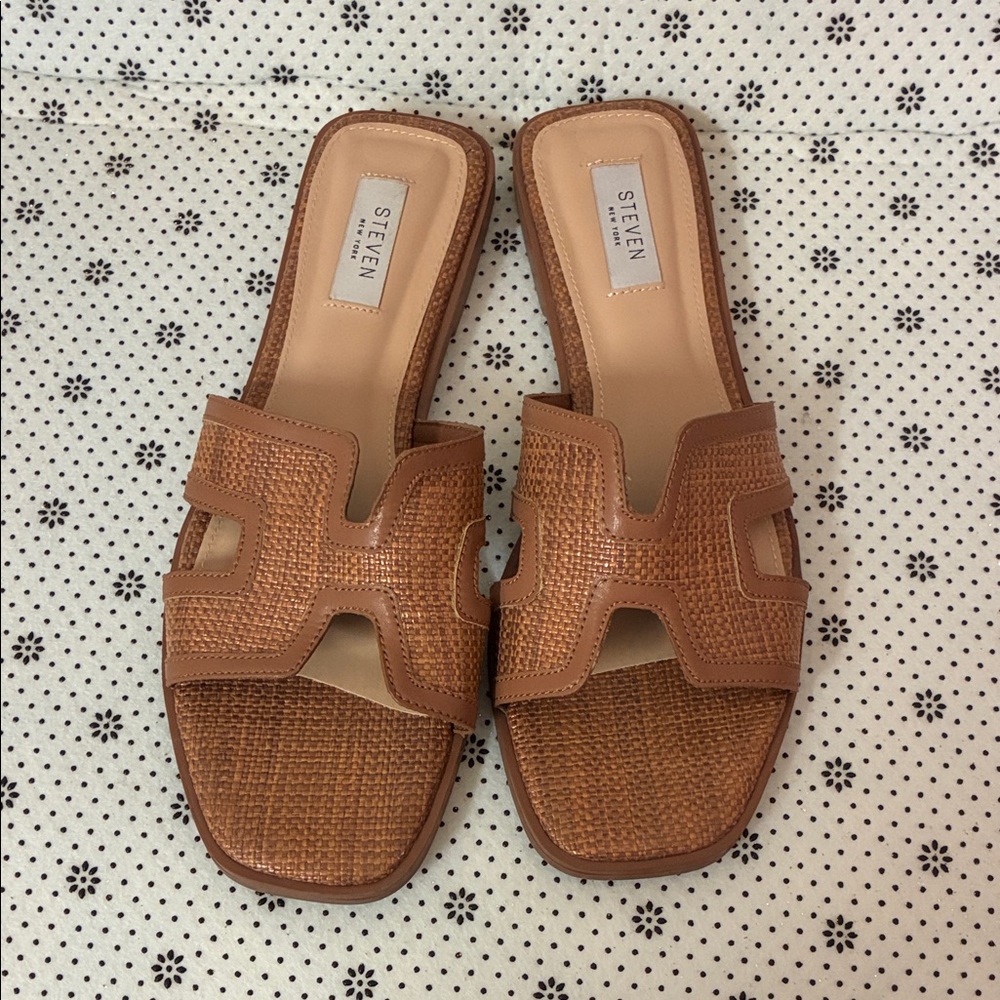 Steven New York Brown Slide Sandals